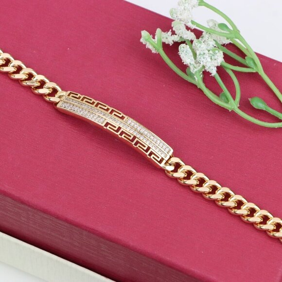 ✔ACCEPT OFFER Jewelry - "Greek Key Crystal Bar Rose Gold Bracelet, XPBL0984